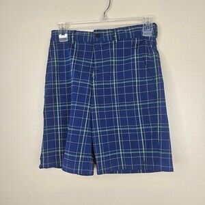 Slazenger Shorts Boys Youth medium Blue plaid Golf Adjustable Waist